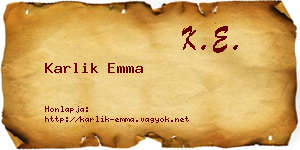 Karlik Emma névjegykártya